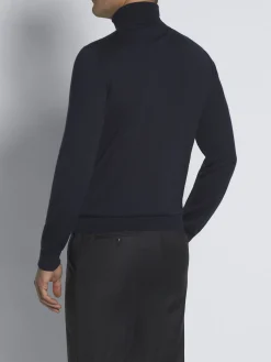 Best Brioni Essential cashmere and silk turtleneck sweater Midnight Blue