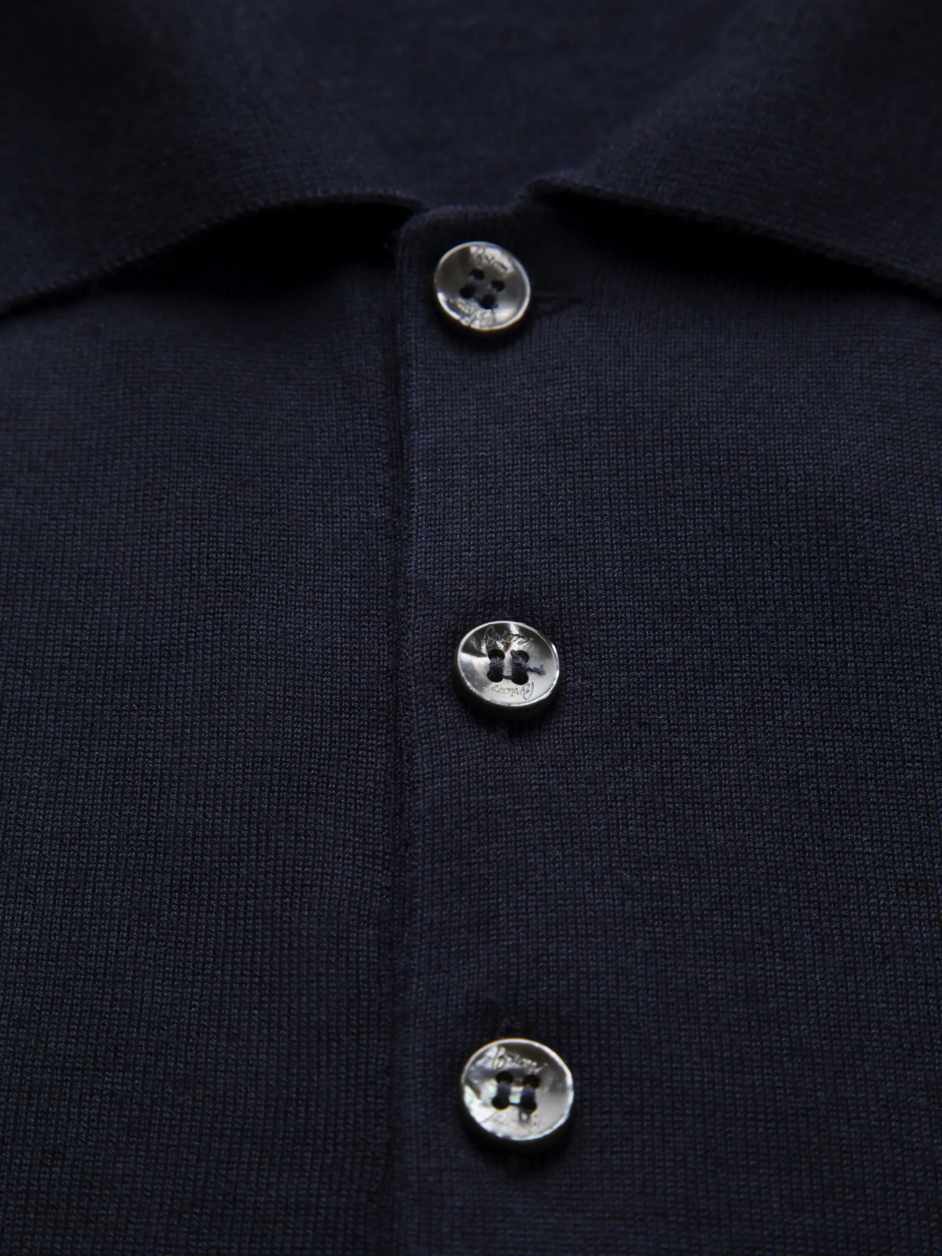 New Brioni Essential wool, cashmere and silk polo sweater Midnight Blue