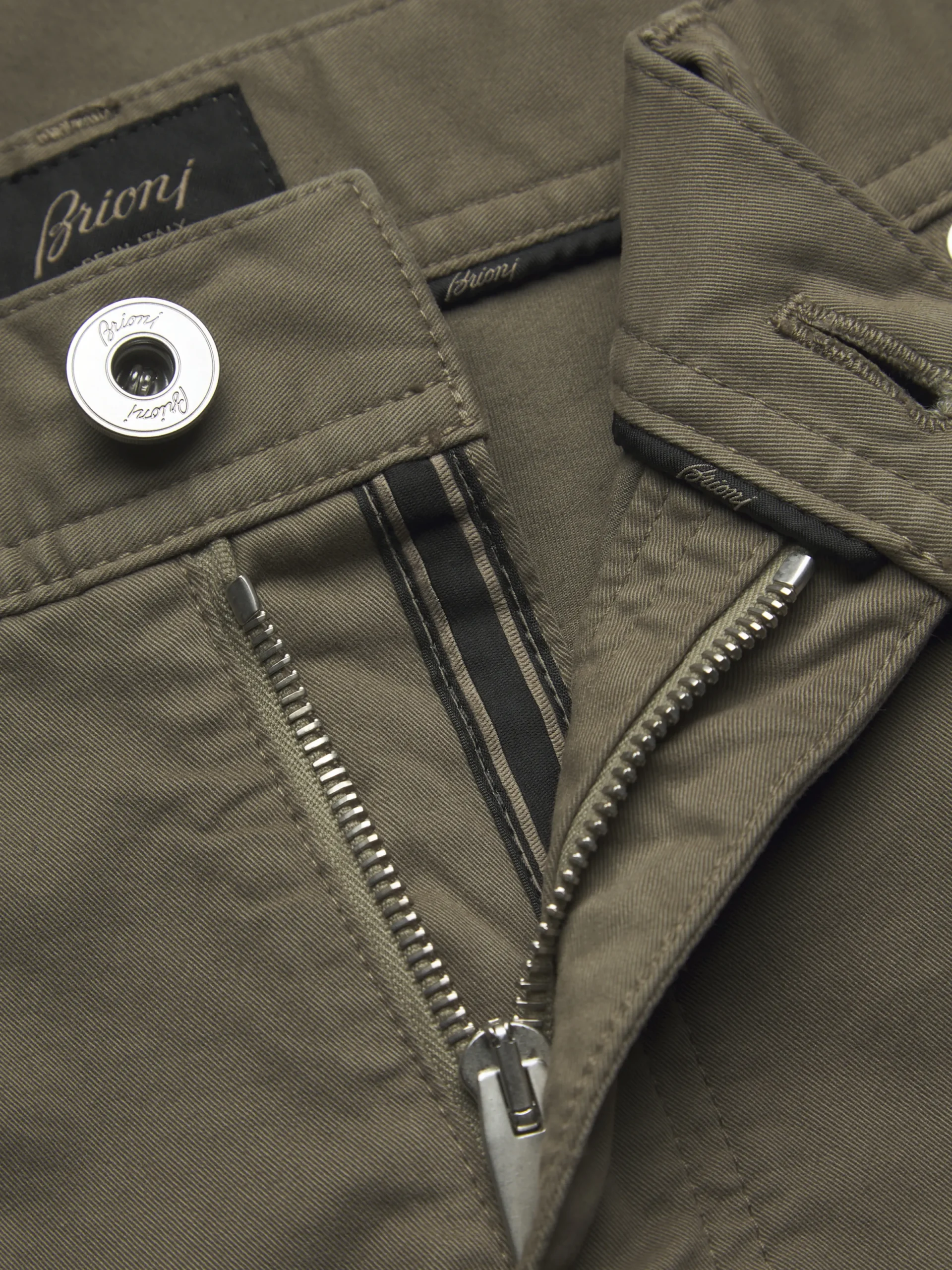 Discount Brioni Essential organic stretch cotton Meribel jeans Military green
