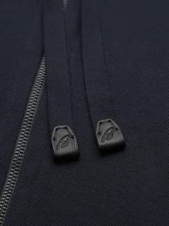Outlet Brioni Essential stretch cotton full-zip hooded blouson Navy blue