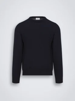 Sale Brioni Essential wool, cashmere and silk crewneck sweater Navy blue