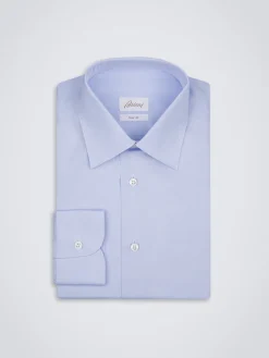 Online Brioni Essential Giza 45 cotton twill formal shirt Sky Blue