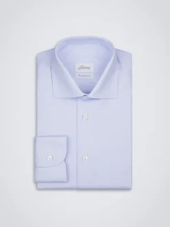 Outlet Brioni Essential Ventiquattro cotton formal shirt Sky Blue