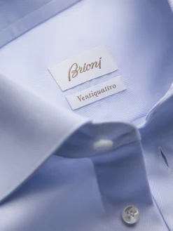 Outlet Brioni Essential Ventiquattro cotton formal shirt Sky Blue