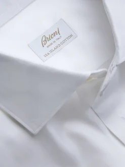 Best Brioni Essential Sea Island cotton formal shirt White
