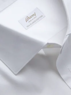 Sale Brioni Essential Sea Island cotton formal shirt White