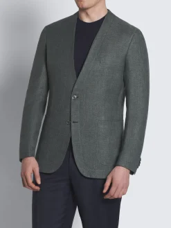 New Brioni linen, wool and silk Jardigan Green