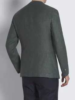 New Brioni linen, wool and silk Jardigan Green