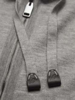 Discount Brioni and ivory white cashmere, silk and cotton reversible hooded blouson Grey