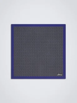 Discount Brioni and royal blue silk pocket square Grey