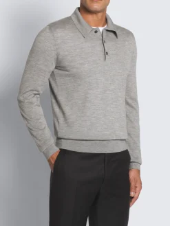 Fashion Brioni cashmere and silk polo sweater Grey