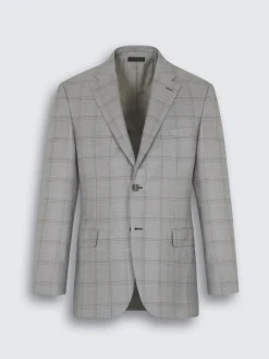Best Brioni checked wool, silk, cashmere and linen Ravello jacket Grey