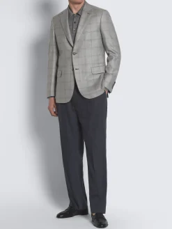 Best Brioni checked wool, silk, cashmere and linen Ravello jacket Grey