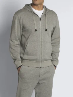 Fashion Brioni stretch cotton hoodie Grey