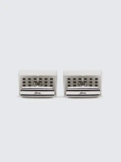 Best Brioni Hand-painted cufflinks Silver
