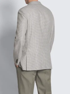 Sale Brioni Ice grey micro motif wool, silk and linen Plume jacket