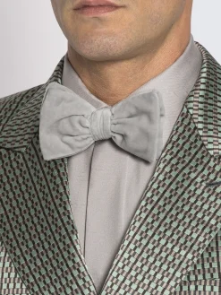 Sale Brioni velvet bow tie Ice grey
