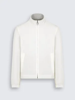 New Brioni and grey stretch silk and cotton jersey reversible blouson Ivory white