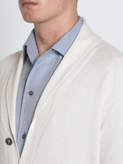 Discount Brioni Ivory white cashmere and wool shawl collar cardigan