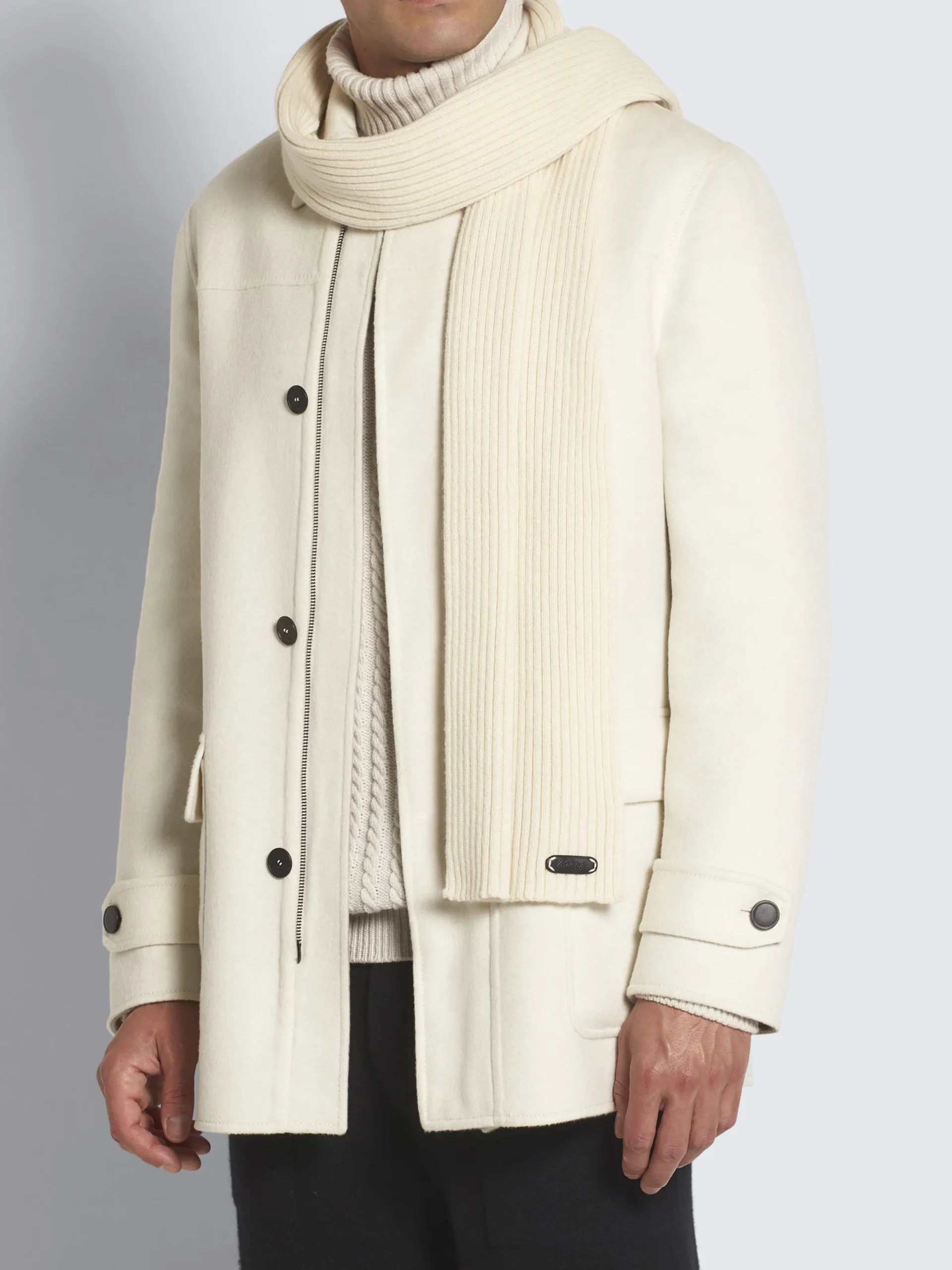 Online Brioni cashmere scarf Ivory white