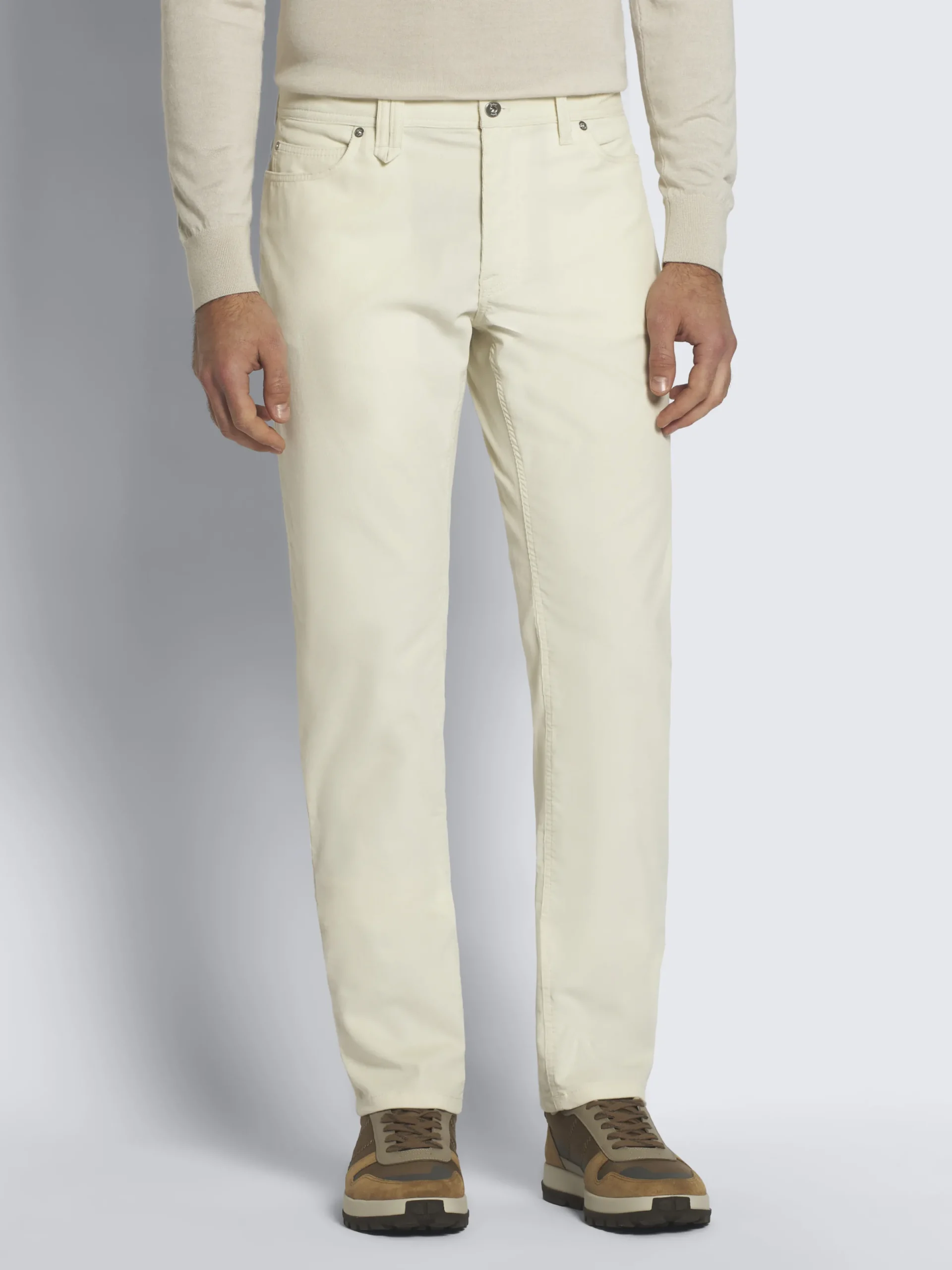 Outlet Brioni cotton corduroy Meribel trousers Ivory white