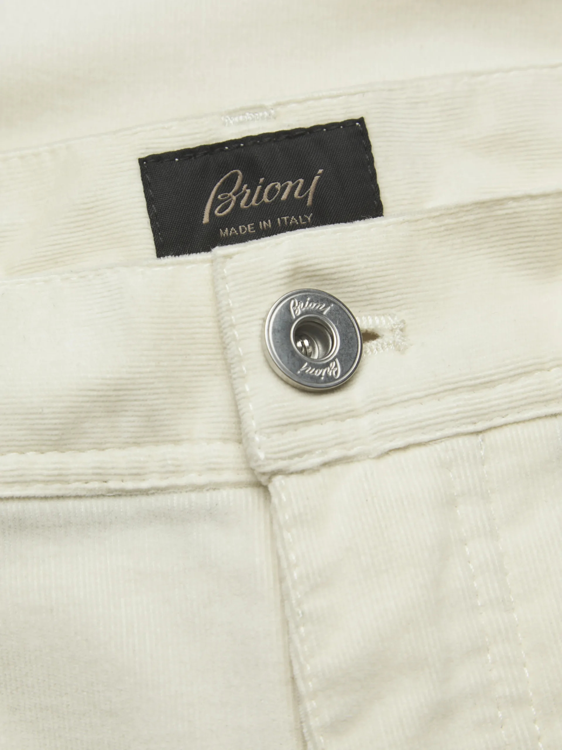 Outlet Brioni cotton corduroy Meribel trousers Ivory white