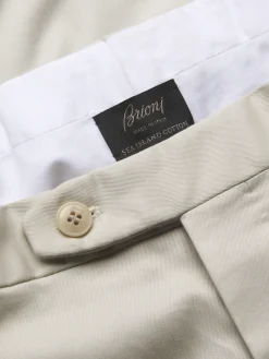 Best Brioni cotton gabardine Journey trousers Ivory white