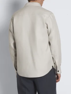 Clearance Brioni double-splittable linen and wool Vagabond overshirt Ivory white