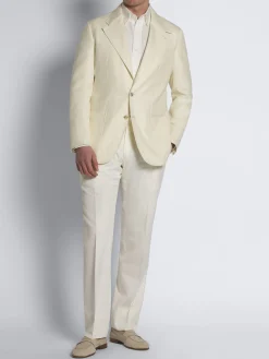 Sale Brioni herringbone wool, silk and linen Brera jacket Ivory white