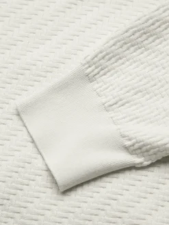 Sale Brioni organic cotton, silk and cashmere Trama weave crewneck sweater Ivory white