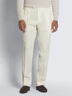 Outlet Brioni responsible wool cavalry twill Melbourne trousers Ivory white