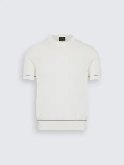 Hot Brioni Ivory white Sea Island cotton piqué T-shirt