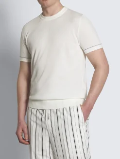 Hot Brioni Ivory white Sea Island cotton piqué T-shirt