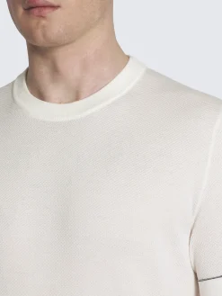 Hot Brioni Ivory white Sea Island cotton piqué T-shirt