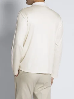Clearance Brioni silk and cotton jersey half-zip mockneck sweater Ivory white