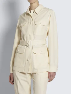 Clearance Brioni silk gabardine sahariana jacket Ivory white