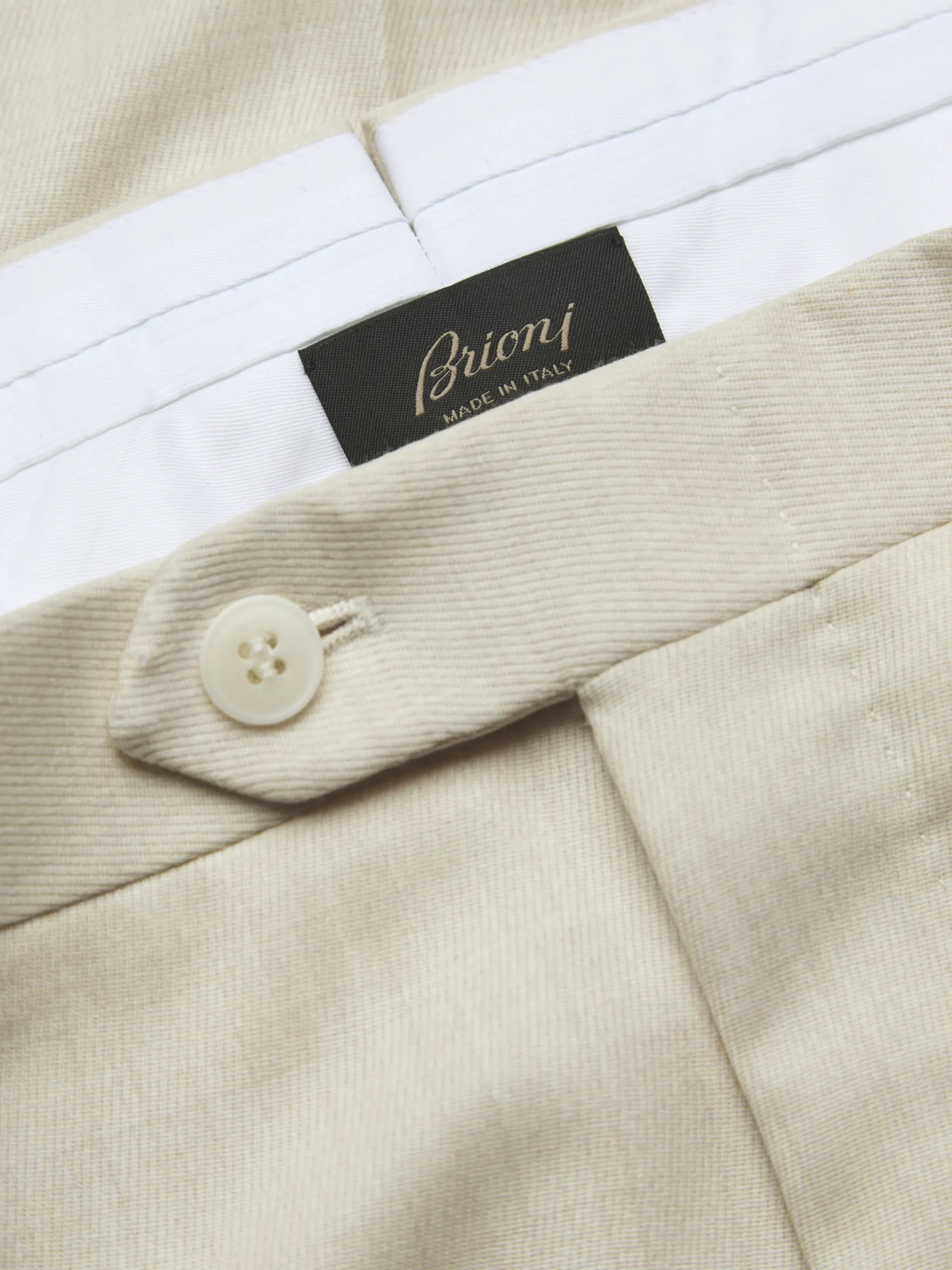 Hot Brioni Super 160's wool gabardine Tigullio trousers Ivory white