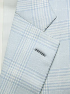 Best Brioni and ivory white checked Super 160's wool Ravello jacket Light blue