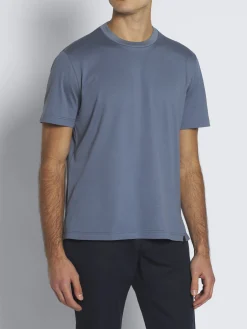 Hot Brioni gassed organic cotton T-shirt Light blue