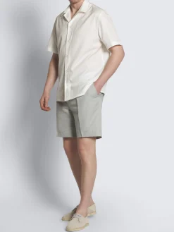 Hot Brioni Light blue linen and cotton gabardine Madeira shorts