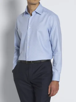 Online Brioni micro motif jacquard cotton formal shirt Light blue