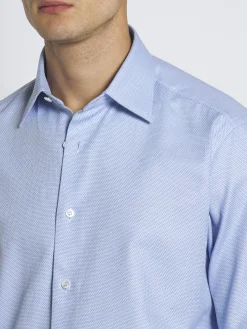 Online Brioni micro motif jacquard cotton formal shirt Light blue