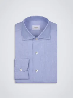 Hot Brioni organic cotton chambray formal shirt Light blue
