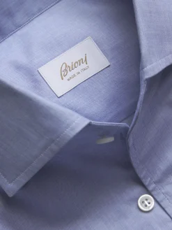 Hot Brioni organic cotton chambray formal shirt Light blue