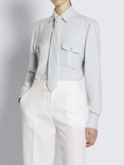 Best Brioni Light blue silk cady tie