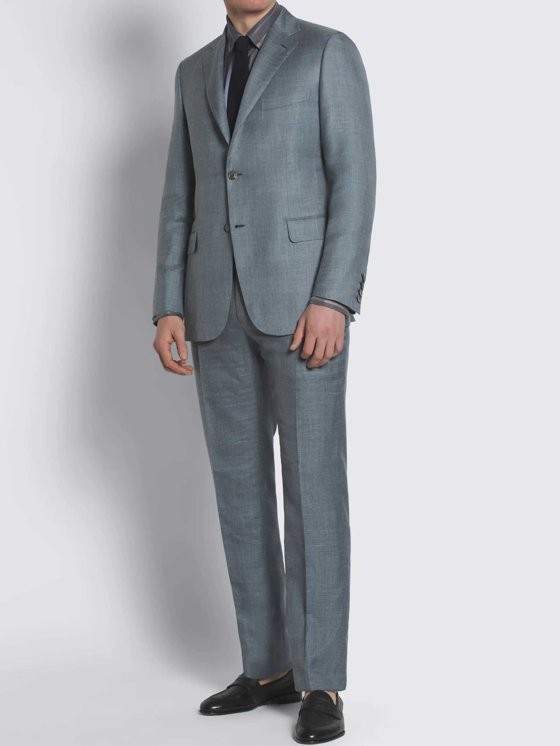 Online Brioni Light blue silk, cashmere and linen slab twill Tigullio trousers