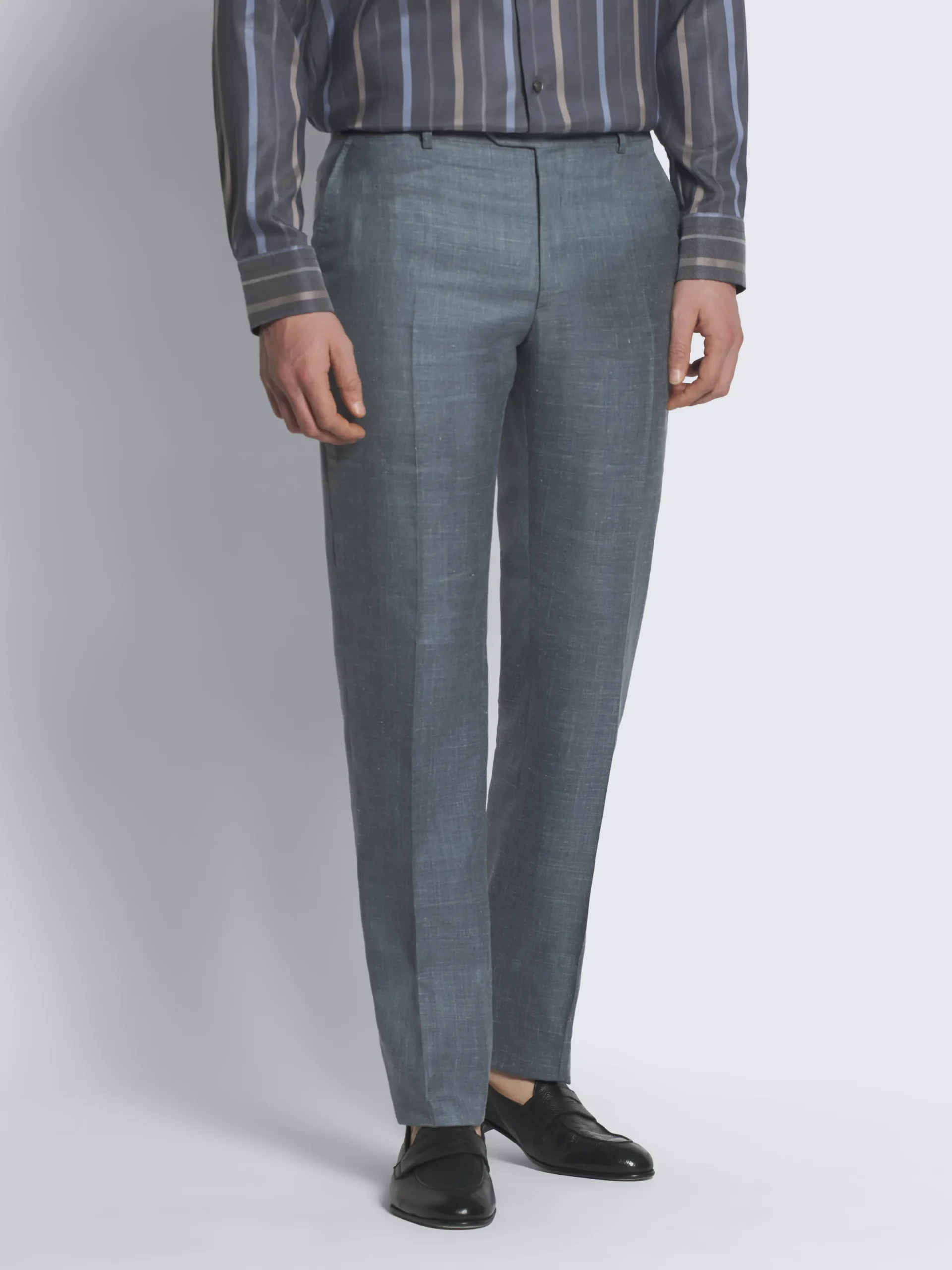 Online Brioni Light blue silk, cashmere and linen slab twill Tigullio trousers