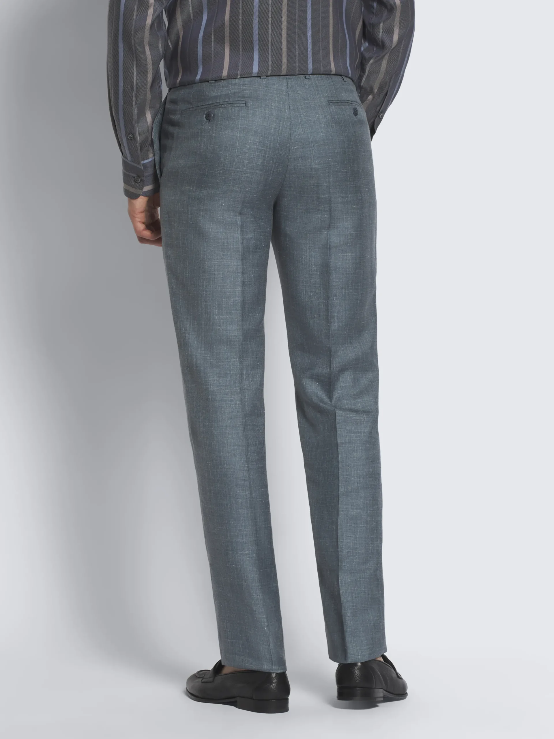 Online Brioni Light blue silk, cashmere and linen slab twill Tigullio trousers