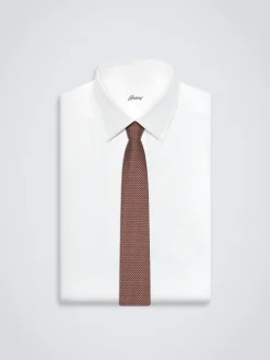 Online Brioni jacquard silk tie Light brown
