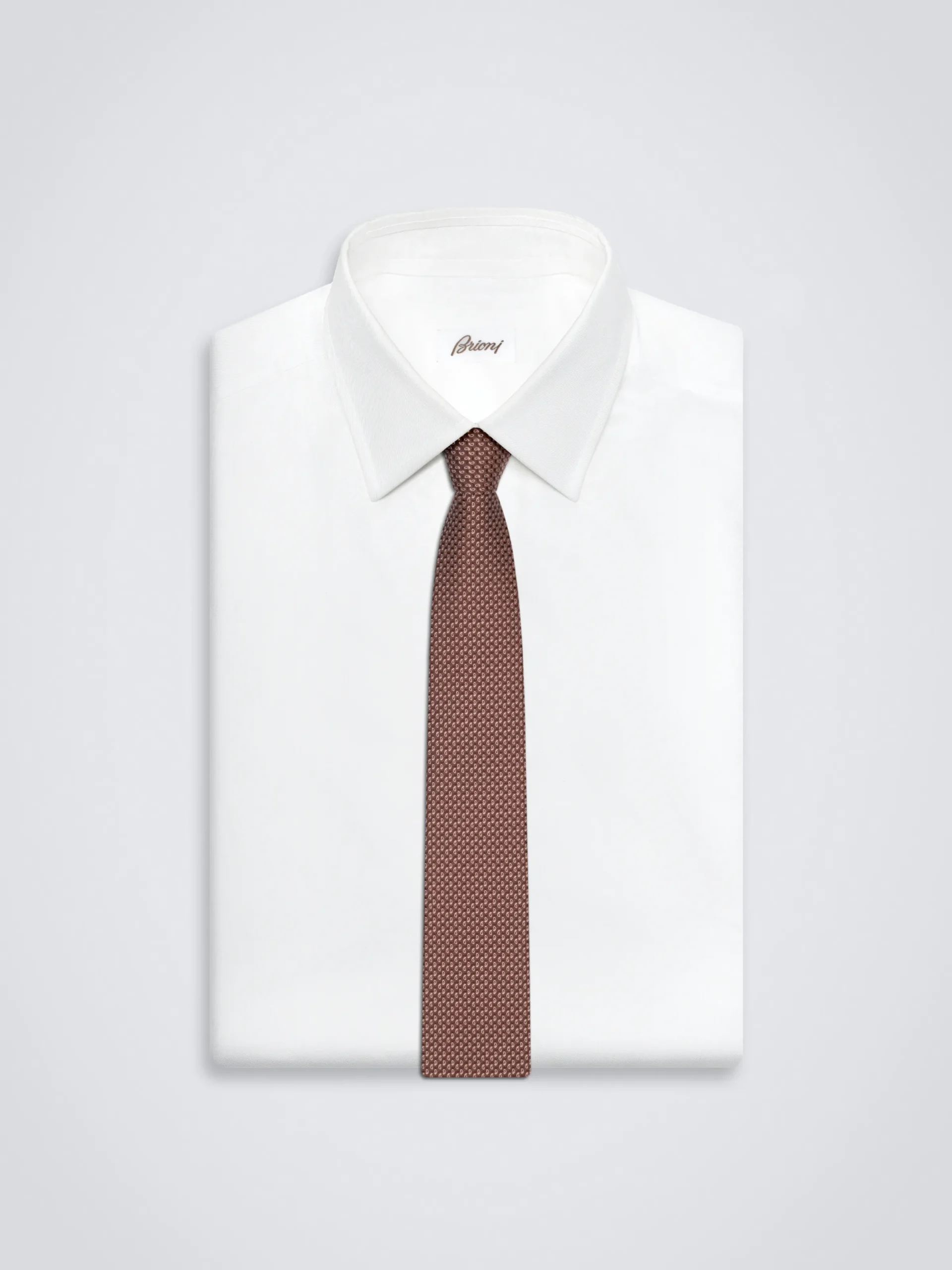 Online Brioni jacquard silk tie Light brown